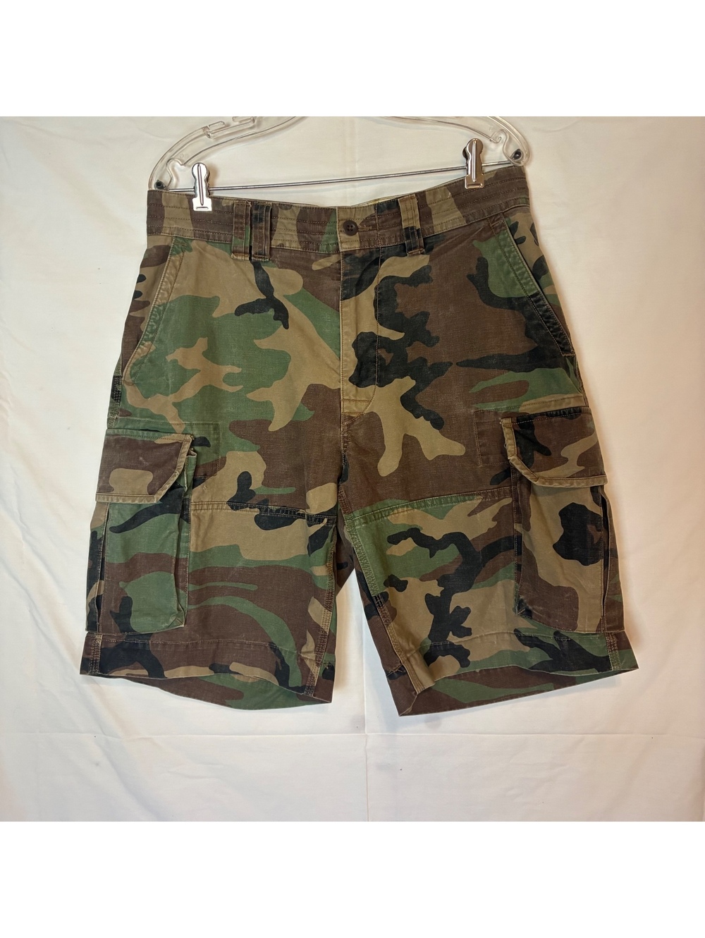 Polo Ralph Lauren Mens Camo Woodland Cargo Y2K Military Gorpcore Shorts Sz 33